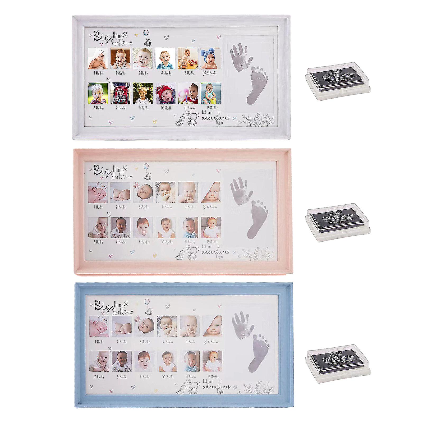 Baby Picture Photo Frame Footprint Handprint With Ink Pad For 12 Month