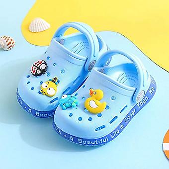 Veeki Toddler Clogs Boys Girls Cute Cartoon Toddler Sandals Kids Slippers -----Sky Blue Size 30-31