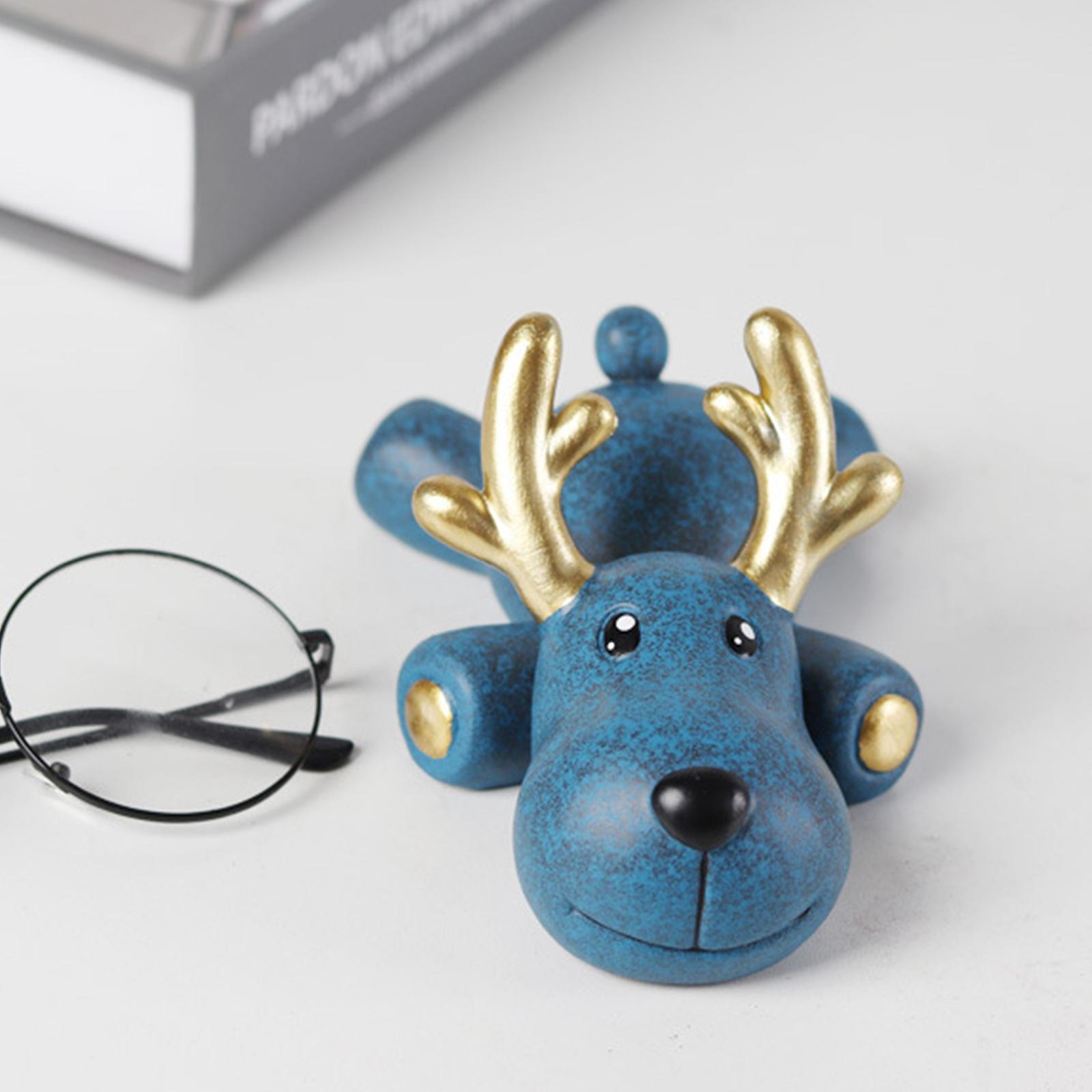 Cute Animal Figurine Elk Glasses Storage Holder Resin Statue Show Rack ...