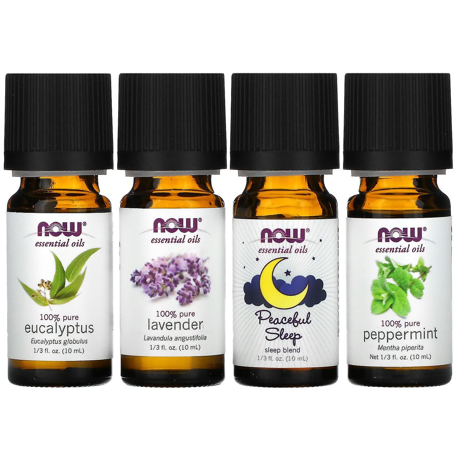 NOW Foods, Let There Be Peace & Quiet, Relaxing Essential Oils Kit, 4 Bottles, 1/3 fl oz (10 ml) Eac