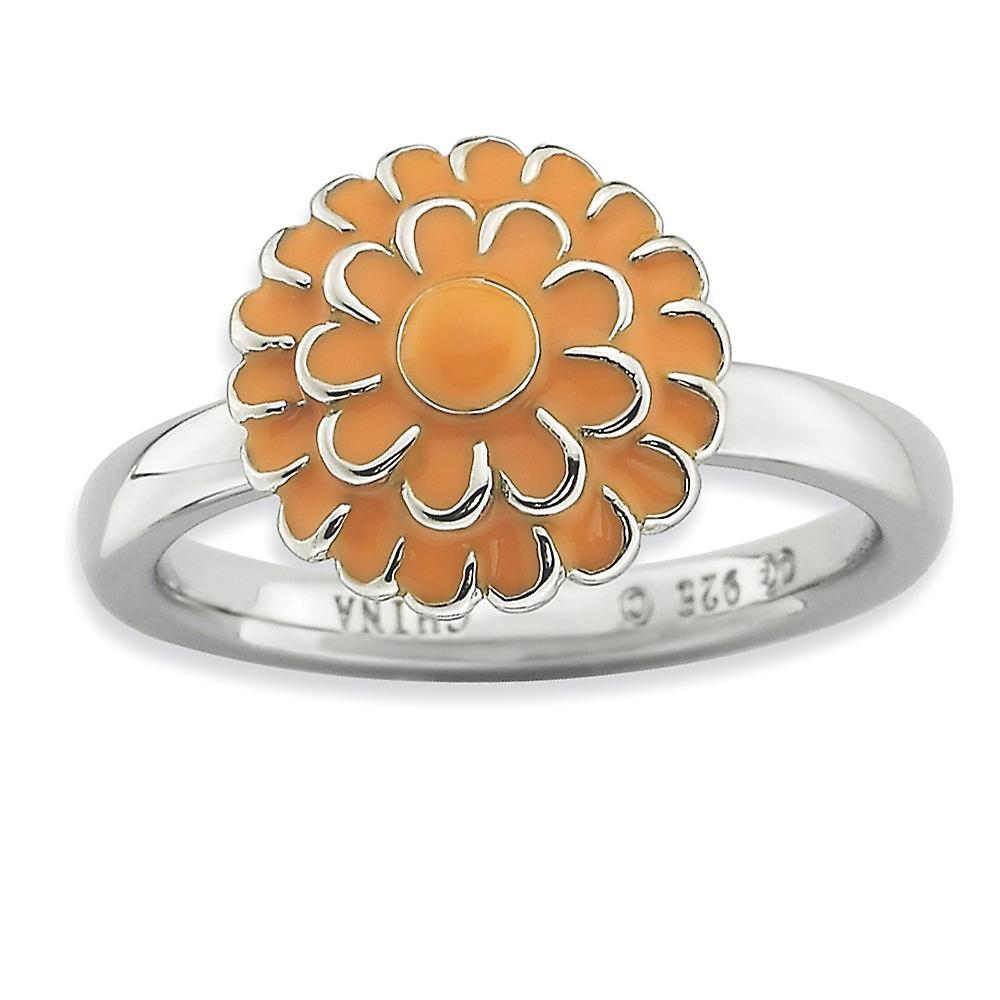 925 Sterling Silver Polished Stackable Chrysanthemum Ring Stackable Ring for Women - Ring Size: 5 to 10