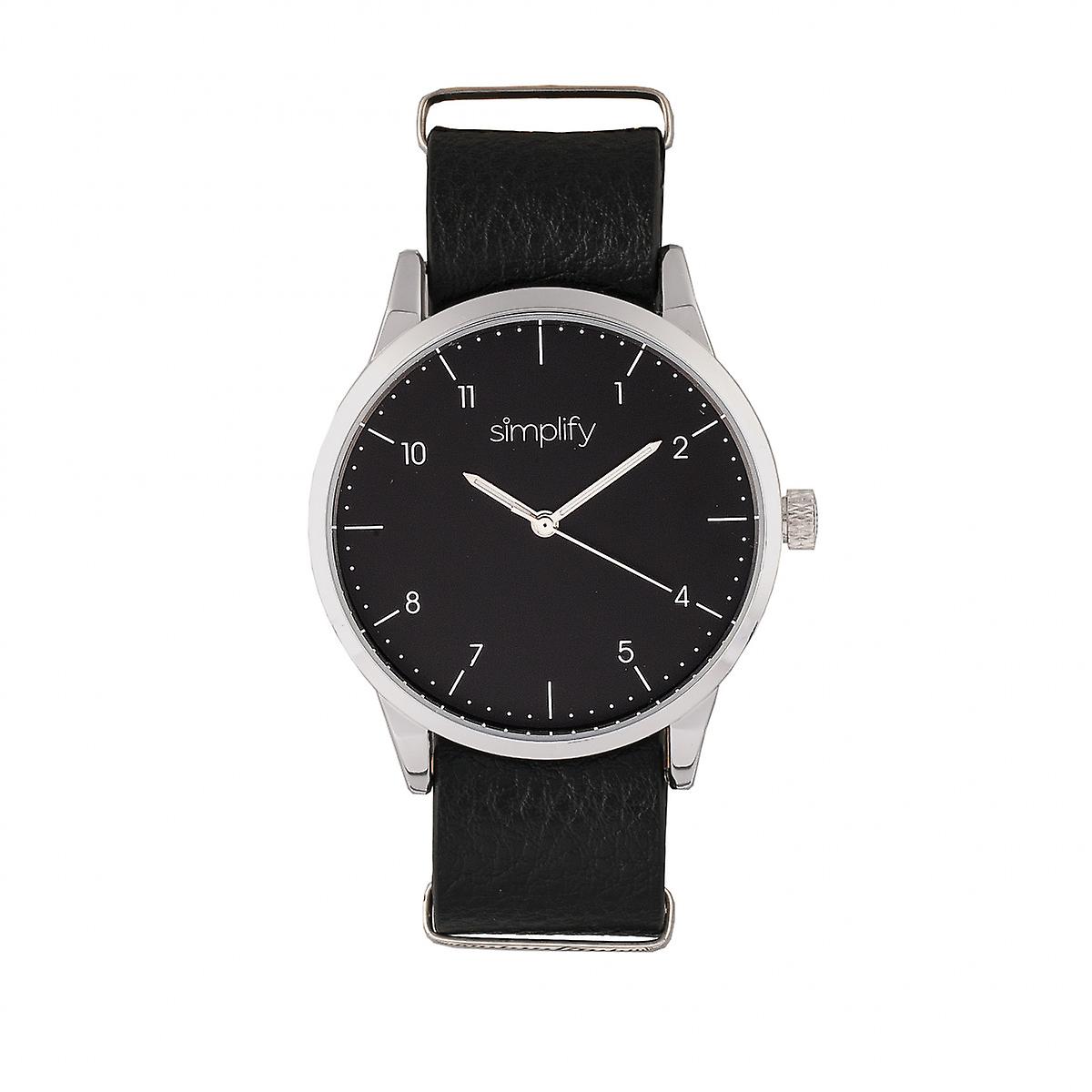 Simplify The 5600 Leather-Band Watch - Black