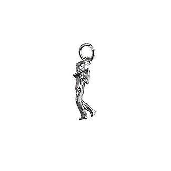 Silver 20x6mm Male Golfer Pendant or Charm