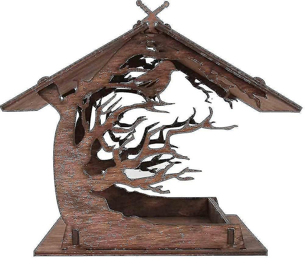 バードフィーダー木の家。ウッドバードフィーダー木造家。バードフィーダーウッドバード