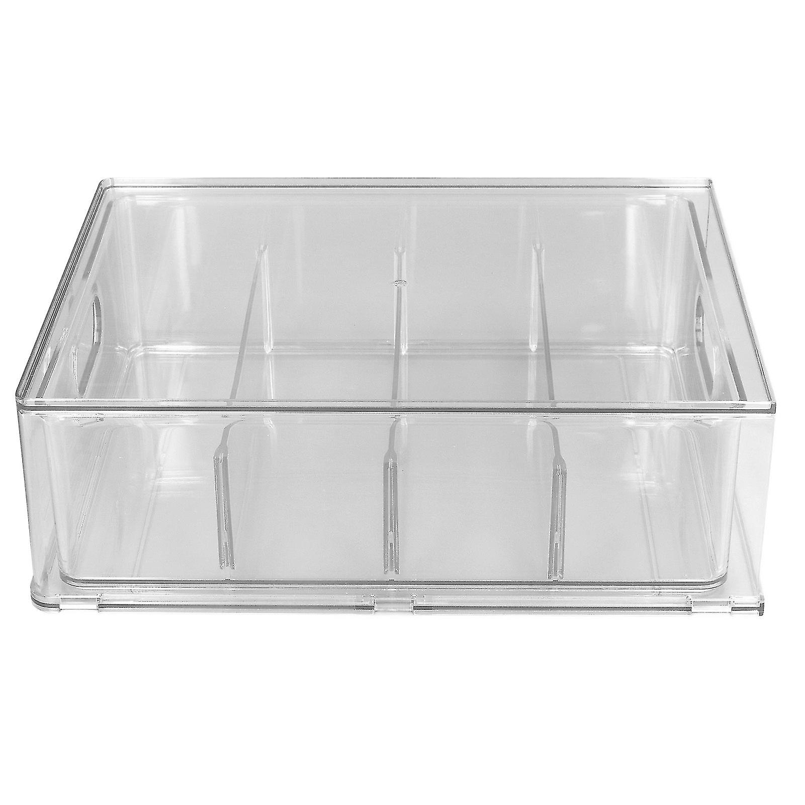 Drawer Storage Box Multifunctional Stackable Storage Container for Toothpaste Hairspray Soap Makeup Wipes Facial Tissue 6L with Compartment