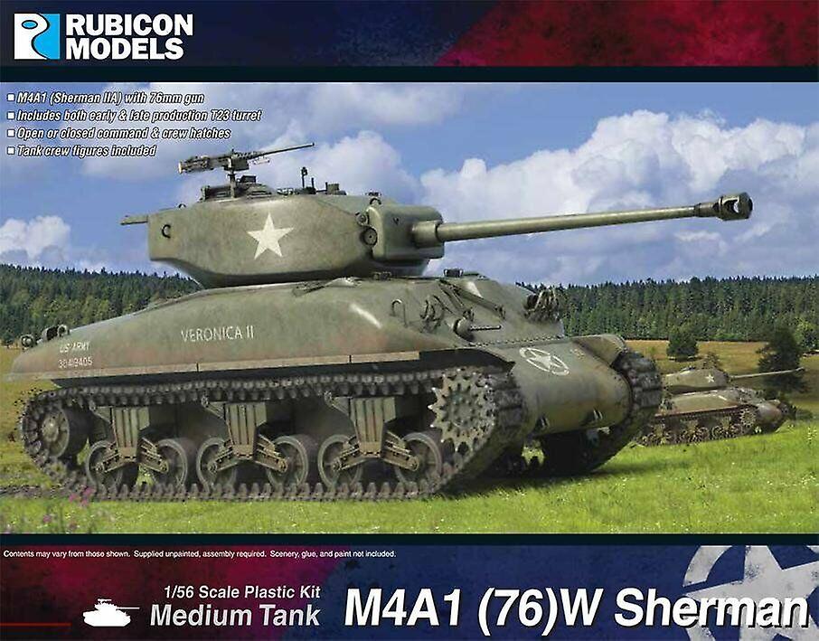 Rubicon RU-280087 M4A1 Sherman IIA with 76mm gun - 1/56 scale plastic kit Historical Scale model