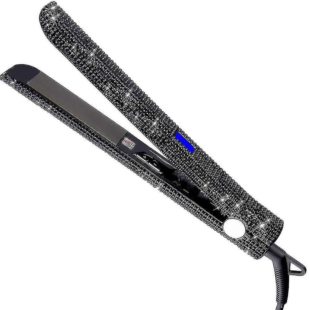 Fer à lisser et bigoudi professionnel, Dorisilk Titanium Flat Iron Diamond Straightener, 2 en 1 bigoudi droit -ys