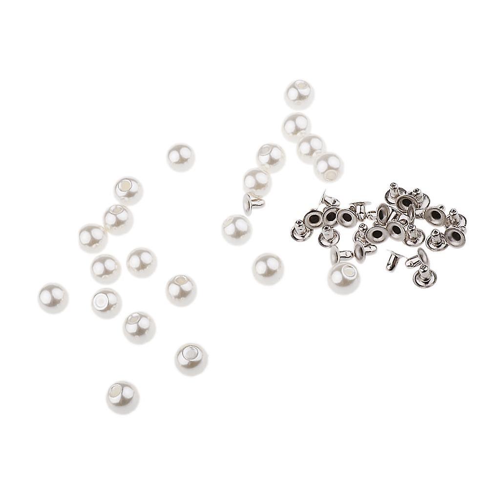 20 Sets Pearl Bead Rivet Studs Buttons Garment Accessories Highlightcolor
