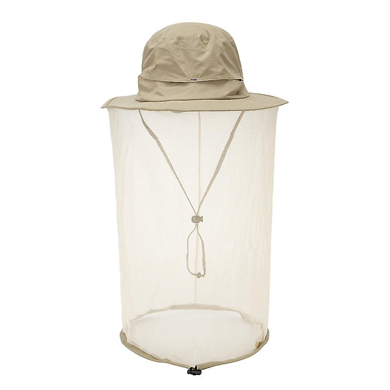 58-60cm Beekeeping Hat with Integrated Mosquito Net/Insect Mesh, Face Shield - Khaki