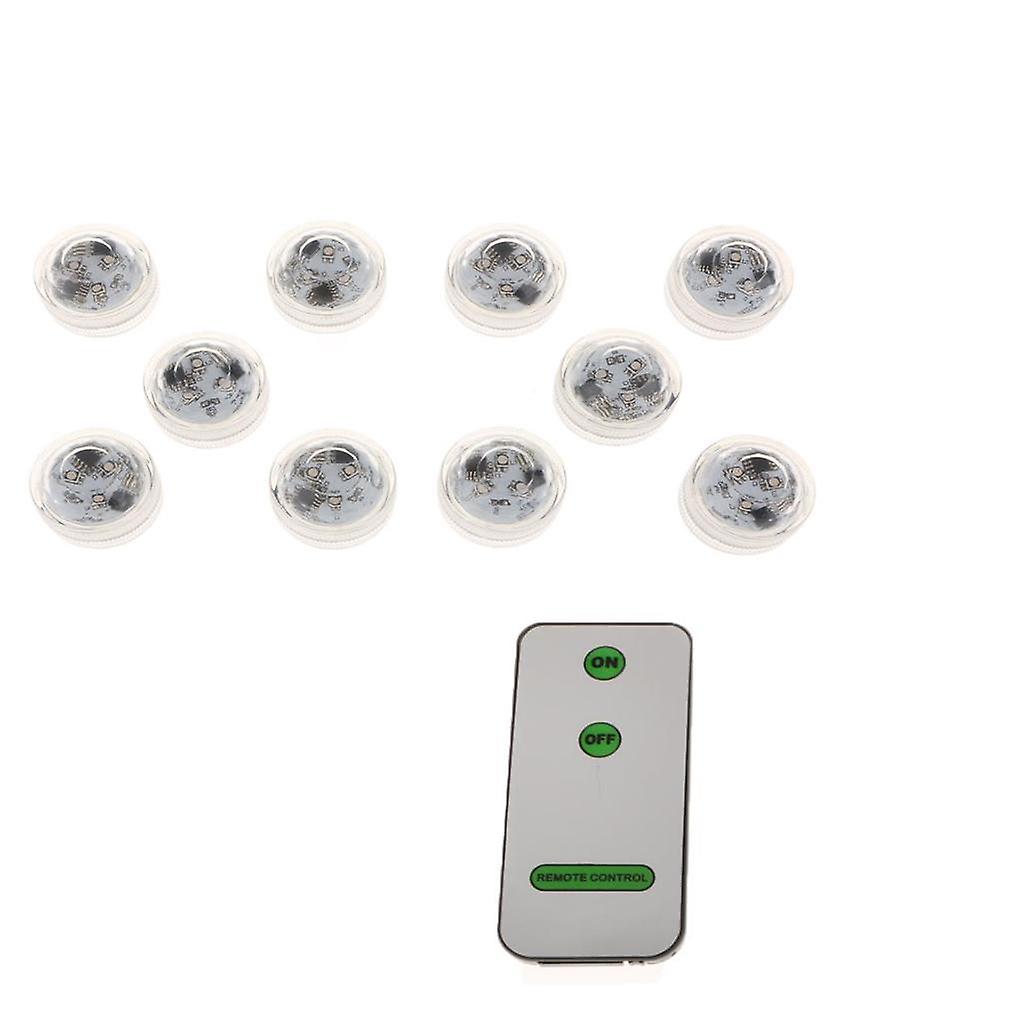 10 Pieces Waterproof Submersible LED Tea Light with Controller White