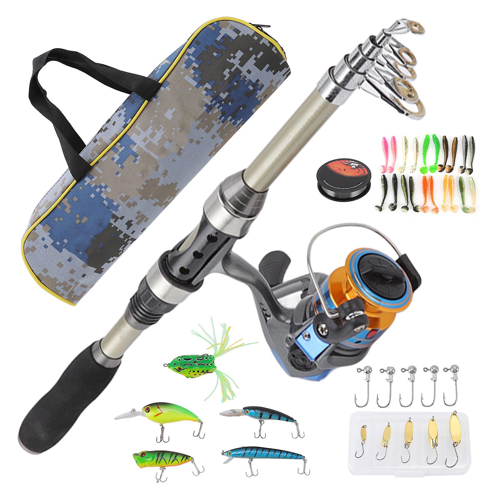 Fishing Pole With Telescopic Design, Soft Bait Set For Beginners And Professionals, Portable Fishing Rod And Reel Combo With Folding Construction,