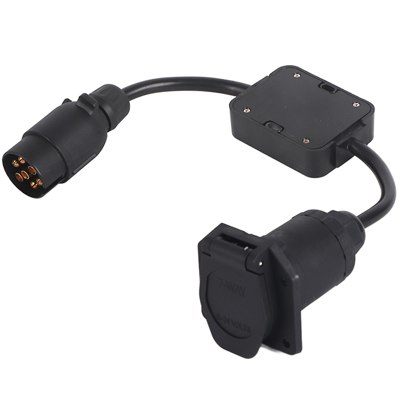 Trailer Connector Lighting Cable Conversion Adapter: 7 Pin European Plug to 7 Pin American Plug