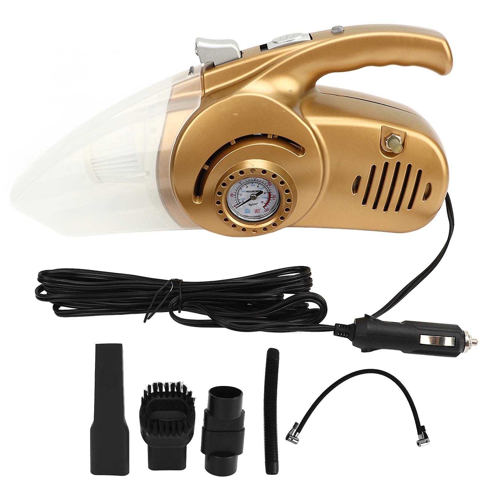 Gonfiatore di pneumatici Aspirapolvere per auto 2 in 1 DC 12V con luci a LED Aspirapolvere per auto portatile in oro per gonfiare l'aspirapolvere