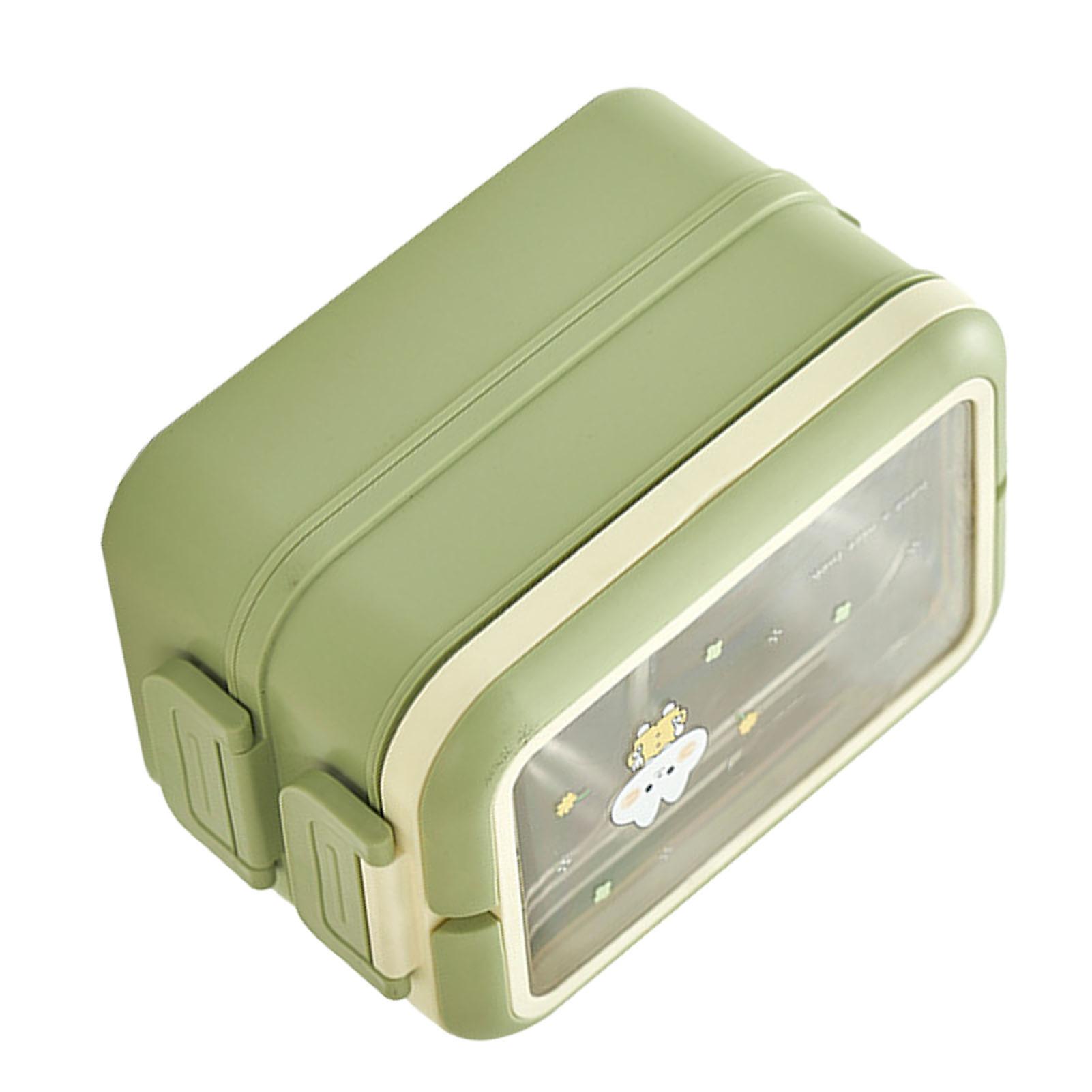 Stainless Steel Insulated Lunch Box for Kids Green Multiple Compartments
