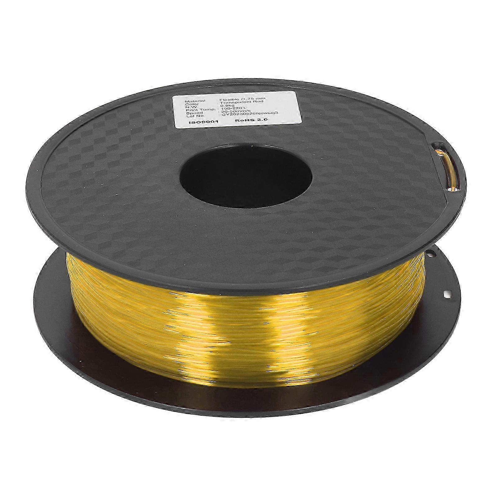 TPU Filament 1.75mm 1KG Clog-Free Flexible FDM 3D Printer Consumable Clear Yellow