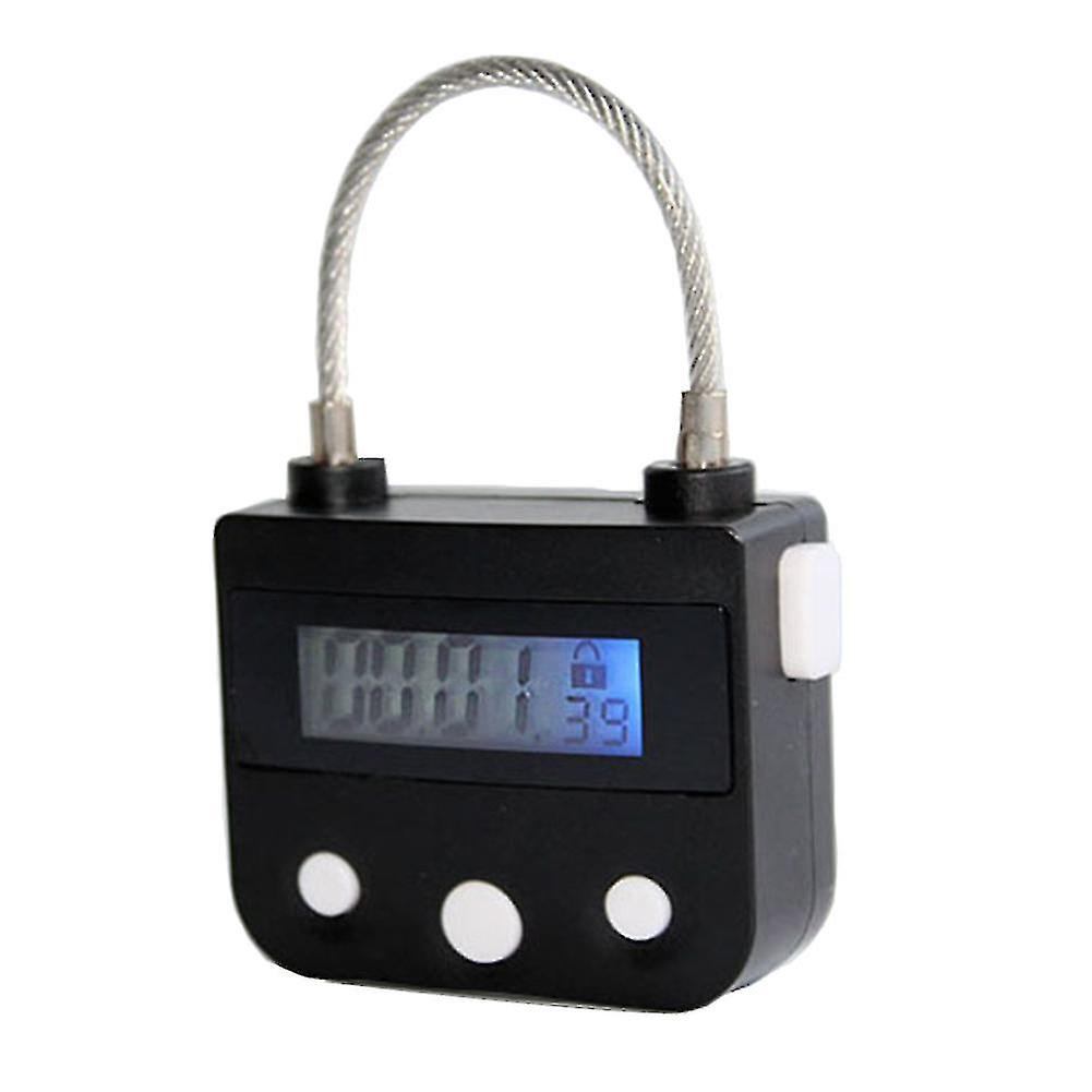 Metal Timer Lock Usb Lcd Display Metal Electronic Rechargeable Timer Multi-function Padlock Black-hy
