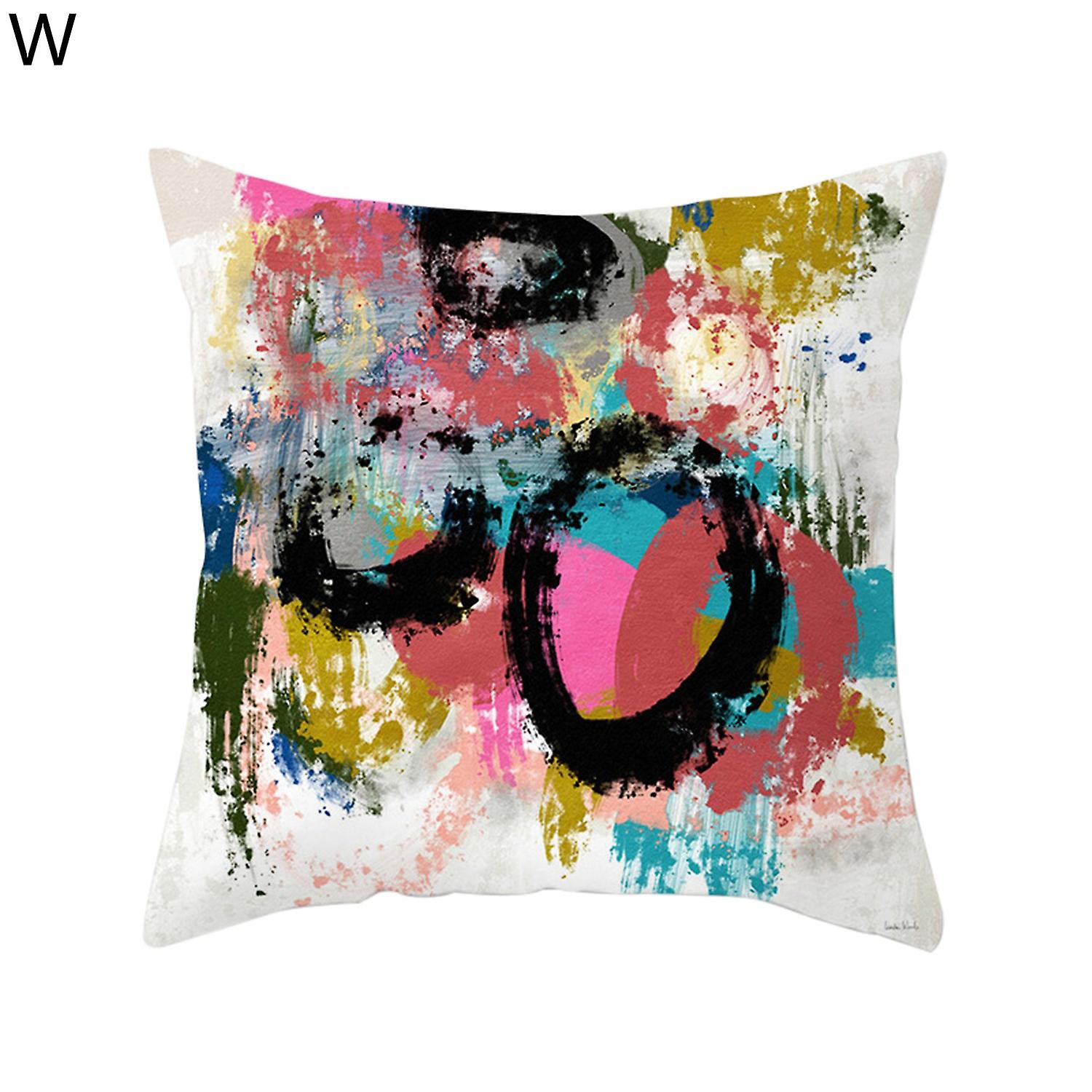 Pillow Case Soft Texture Invisible Zipper Polyester Peach Skin Decorative Oil Painting Cushion Throw
