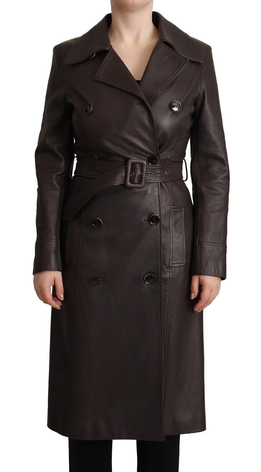 Dolce & Gabbana 深棕色皮革长袖腰带夹克