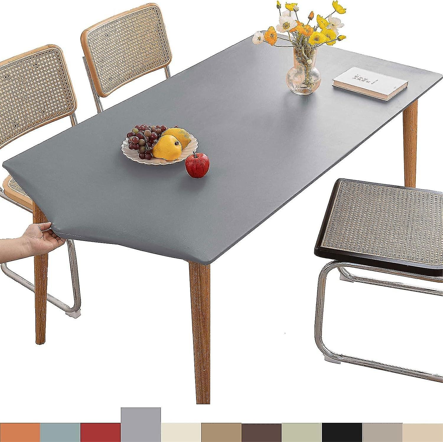 Nappe rectangulaire ajustée en cuir,Nappe à bord élastique,Nappe lavable pour l’extérieur, Patio