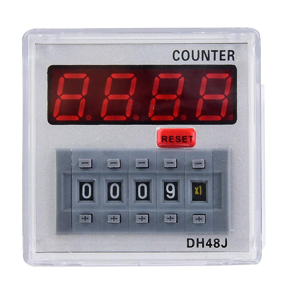 DH48J-A Digital Counter Delay Time Relay LED Display 1-999900 11-Pin (24V AC/DC)