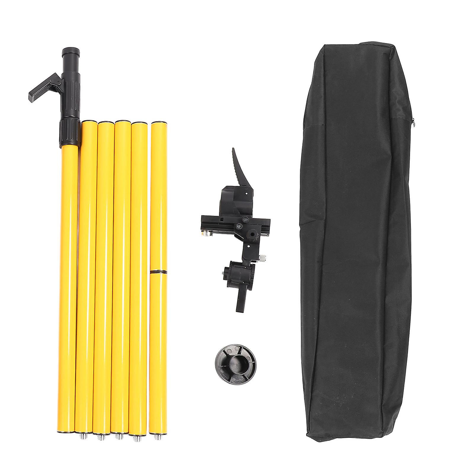 Perche de montage laser de 4,2 m, rotative à 360 degrés, multifonction, réglage fin, télescopique, avec base à ressort