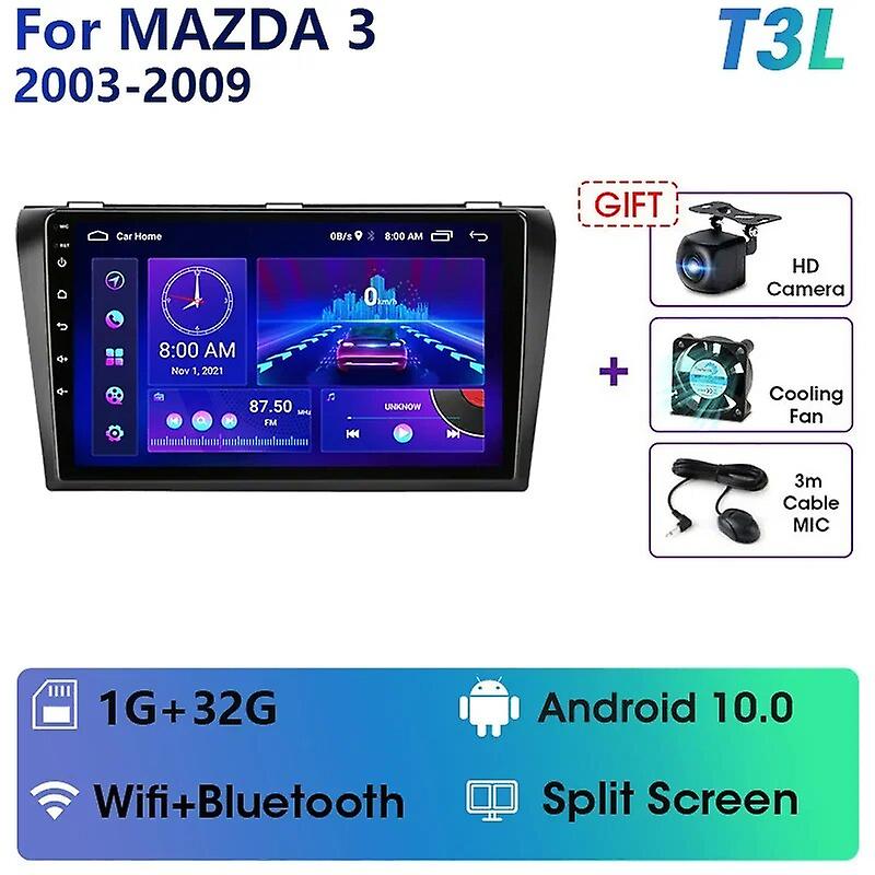 Jmcq 9" 2 Din Android 12 Car Stereo Radio Carplay Auto For Mazda 3 2003 2004-2009 4g+wifi Head Unit Multimedia Video Player