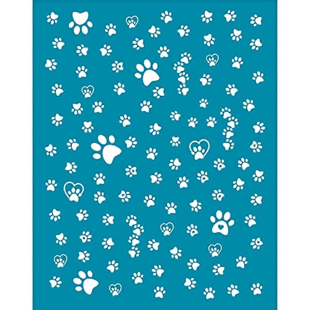 Clay Stencils Dog Paw Pattern Non-Adhesive Silk Screen Printing Stencils Reusable Cloud Mesh Stencil Transfer Washable Stencils for Polymer Clay Jewel