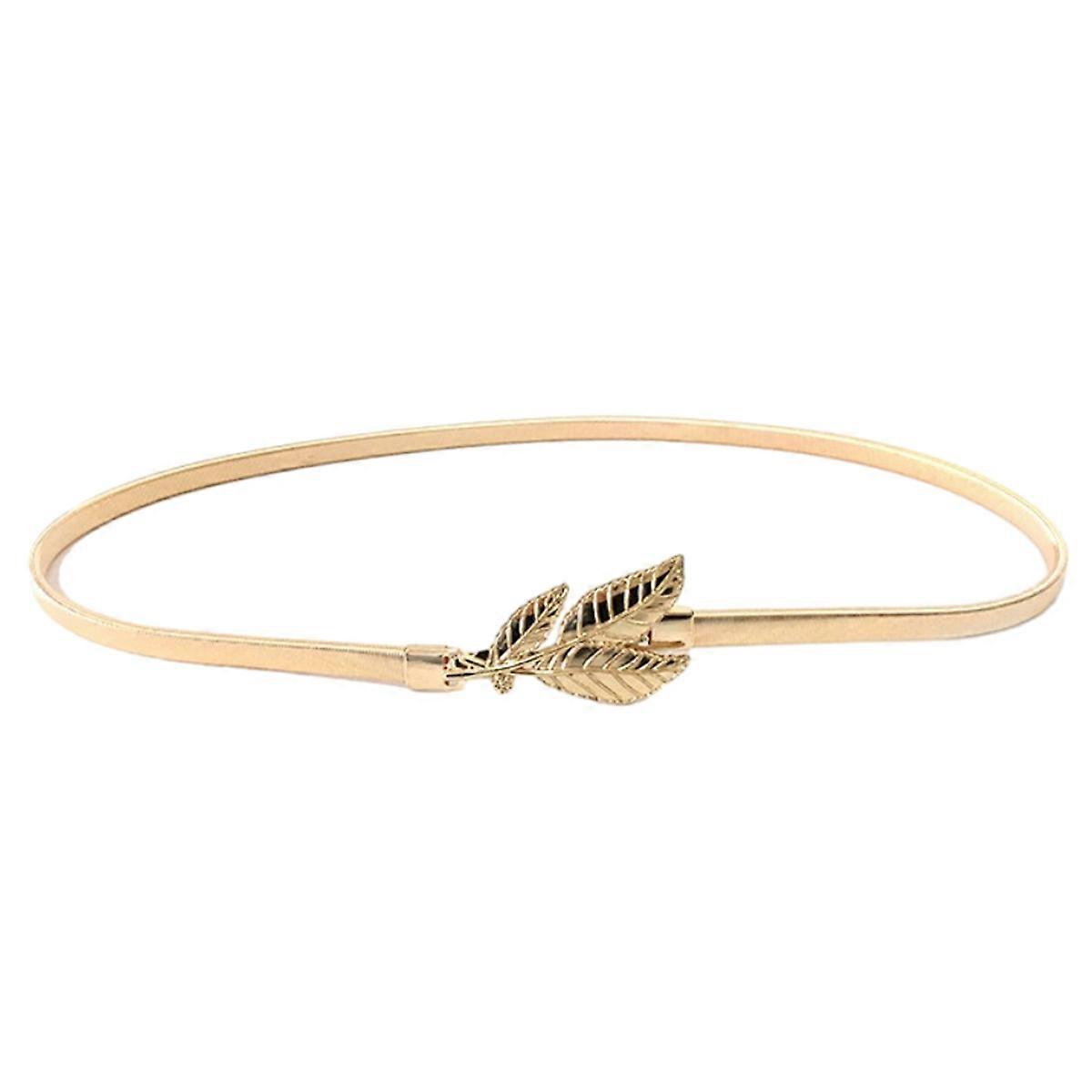 Cintura da donna con foglie a catena in metallo Cintura elastica elastica elastica in vita regolabile Fibbia interlock regolabile per jeans da abito