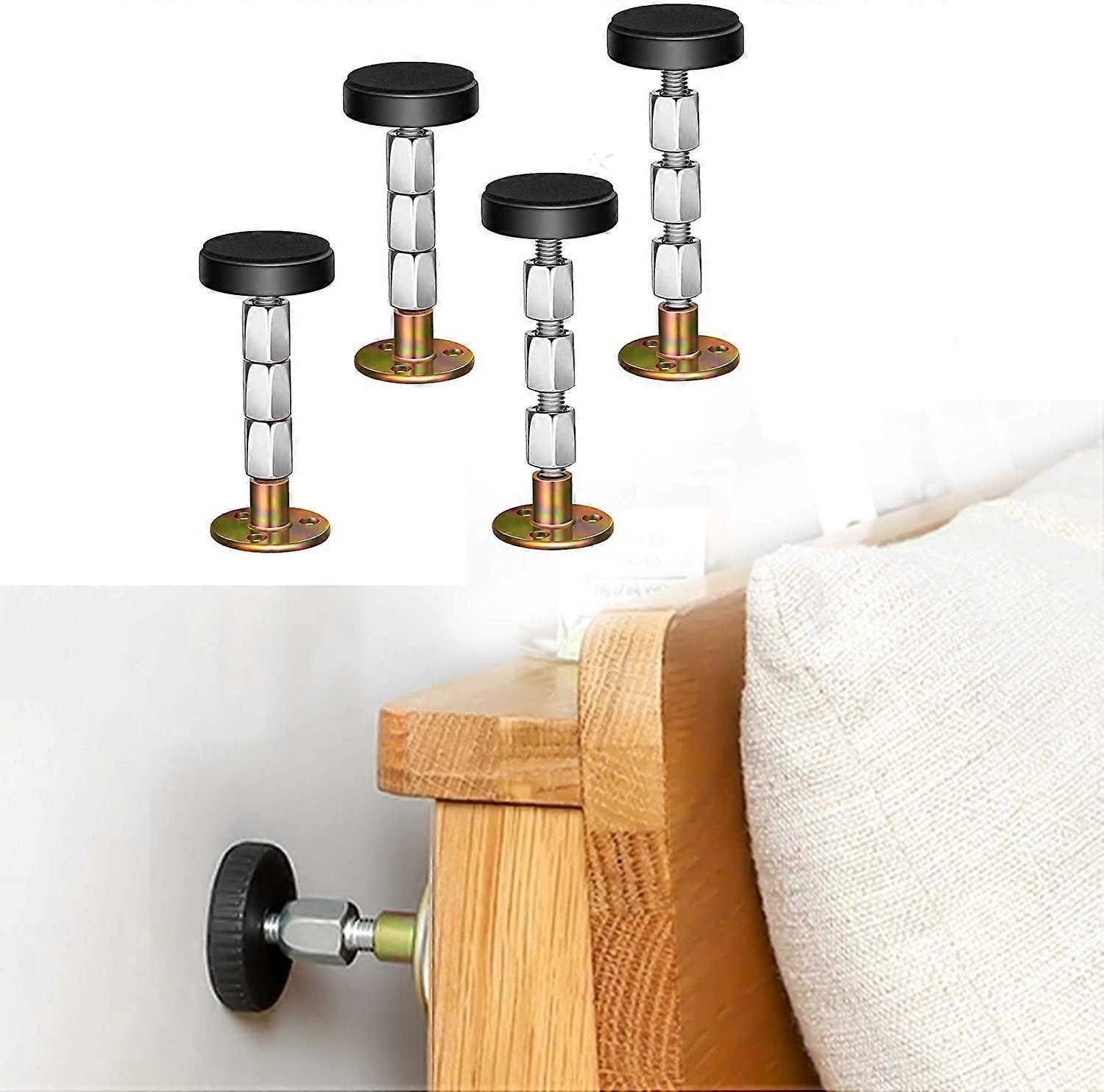 Adjustable Threaded Bed Frame Anti-Shake Tool, Headboard Stoppers, Bedside Anti Shake Tool for Beds Cabinets Sofas, 4PCS