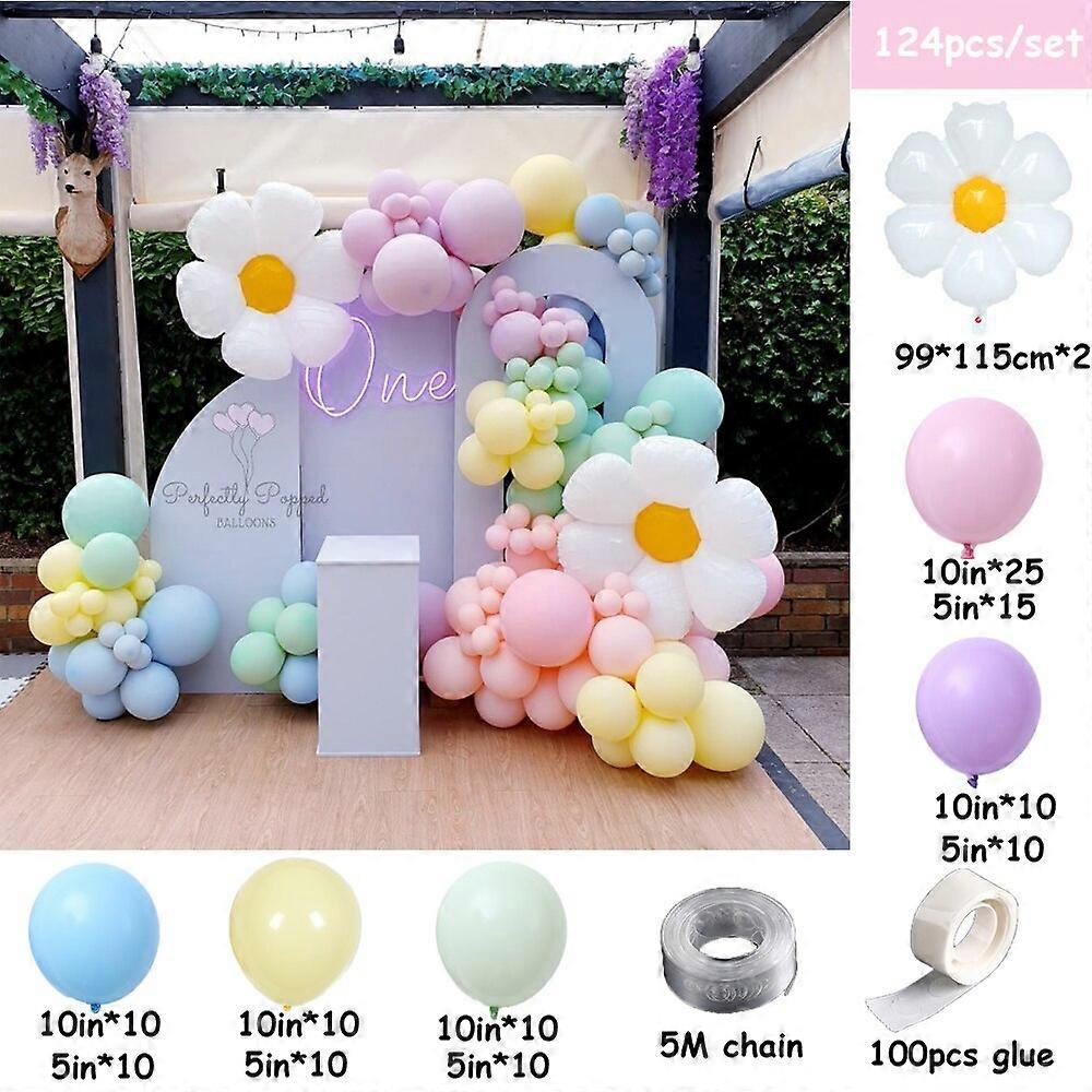 124 قطعة بيضاء ديزي احباط بالون قوس كيت أزرق وردي معكرون بالونات لاتكس لحفل زفاف حفلة عيد ميلاد الديكور استحمام الطفل
