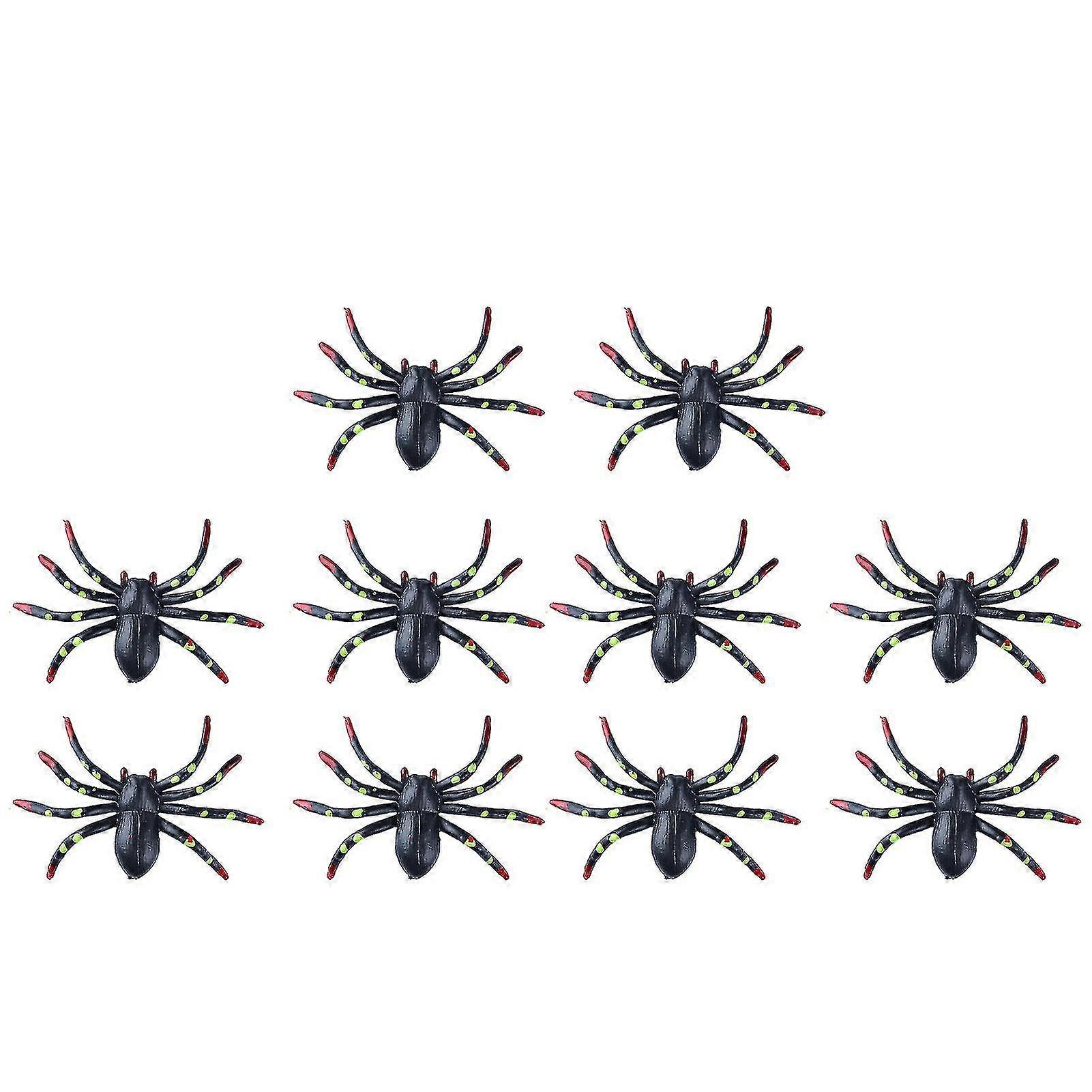 10 Pcs/set Halloween Artificial Spider Scary Vivid Horrible Durable Venue Layout Decorate Simulation Realistic Shape Halloween Spider Decor F  T
