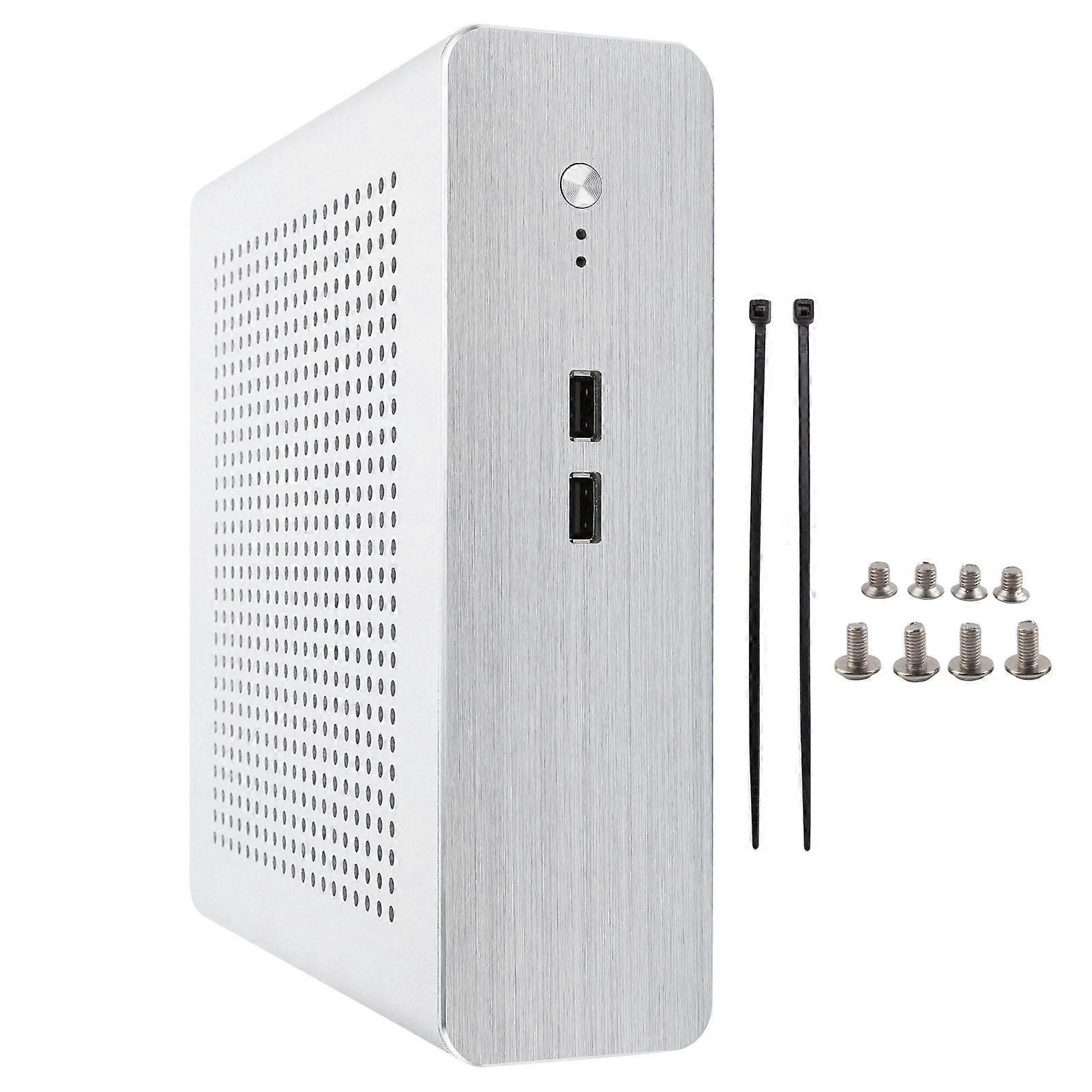 G60S HTPC-chassis Volledig aluminium DCATX-voeding MiniITX-behuizing voor desktopcomputer (zilver USB2.0)