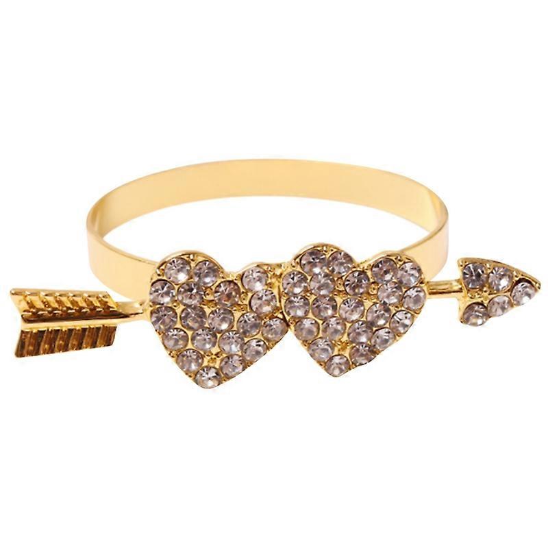Valentine Napkin Rings Set of 4, Gold Heart Napkin Ring Holders, Diamond Love Napkin Buckles Holder