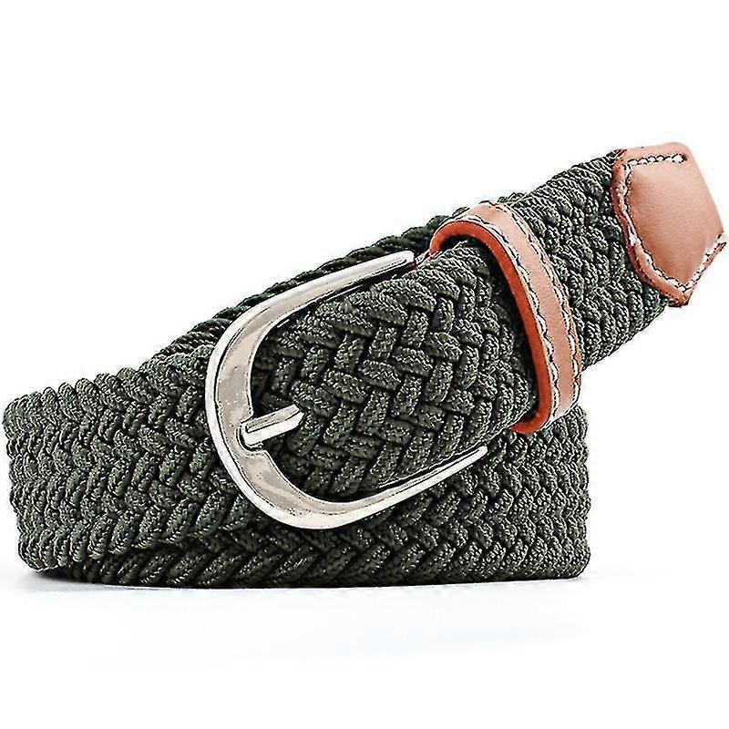 Men Ladies Elasticated Webbing Braided Belts Stretch Buckle Belt