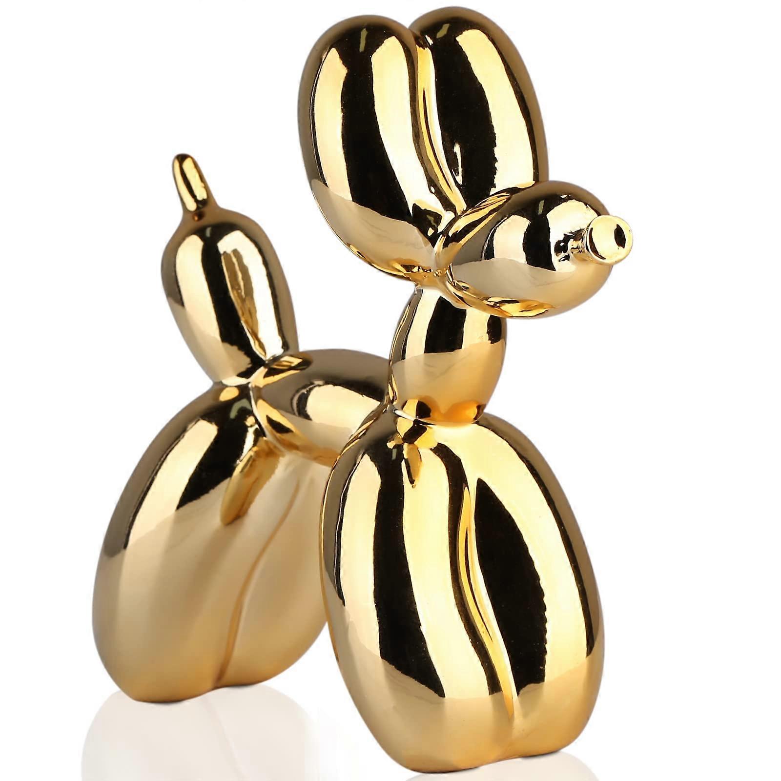 Shiny Electroplating Balloon Dog Statue Home Decor Decorations Modern (Gold,10x10x4cm)