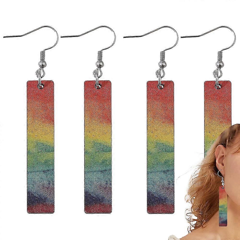 Yinkin 12 Pairs Rainbow Gay Pride Earrings LGBTQ Mesh Drop Clip On Lightweight Chain Rainbow Dangle Round Heart Lightning Drop Earrings For Women Men