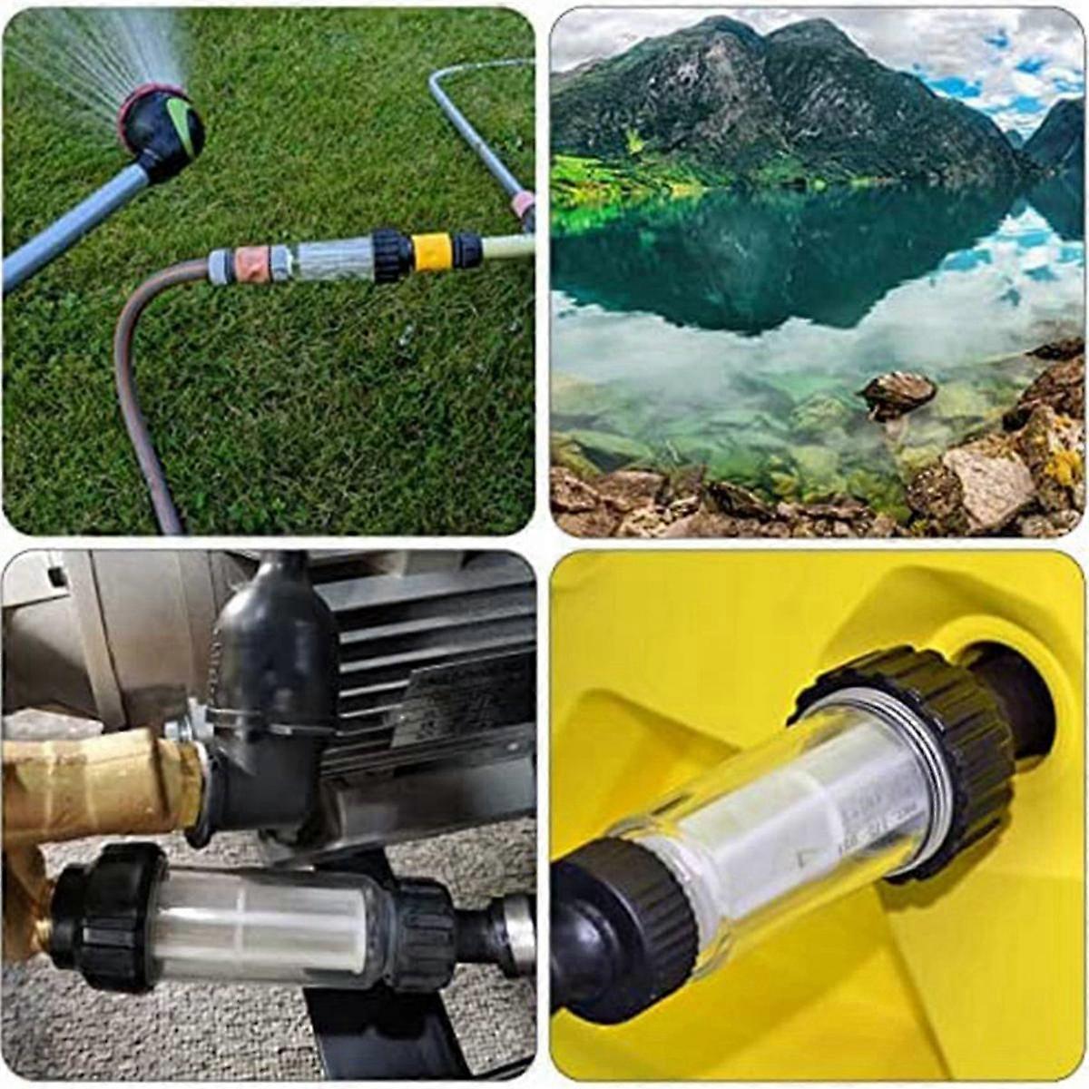 Water Filter Garden Hose, 3/4 Inch Water Pre-Filter Water Filter Set with 15 Filter Inserts + 6 Qui