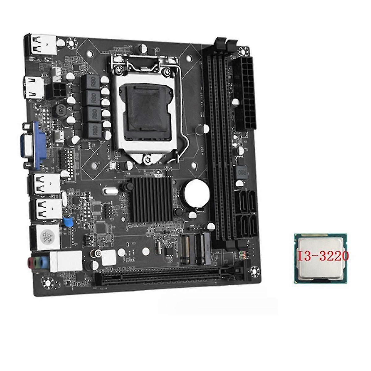 Itx H61 Desktop Motherboard +i3-3220 Cpu Lga 1155 Support Up To 16gb Ddr3 1600mhz Ram Slots 100m Ne