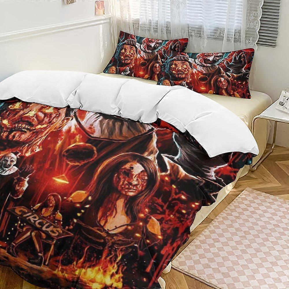 x261 Terrifier Conjunto de Cama de 3 Peças Quente e Confortável Conjunto de Cama com 1 Capa de Edredom e 2 Fronhas para Quarto b261