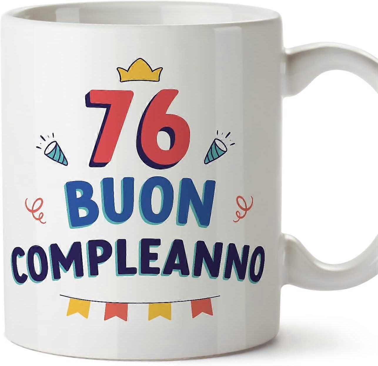 イタリアのBUON Compleannoの76バースデーマグカップ!ファニーアニバーサリープレゼント11オンス