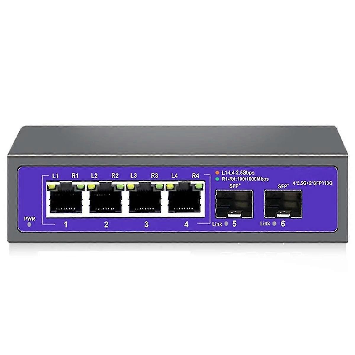 2,5 Gbit / s Ethernet-Switch 4 Port 2500 Mbit / s Netzwerk-Switcher 2 Port 10G SFP + Steckplatz Home Hub Internet Spl