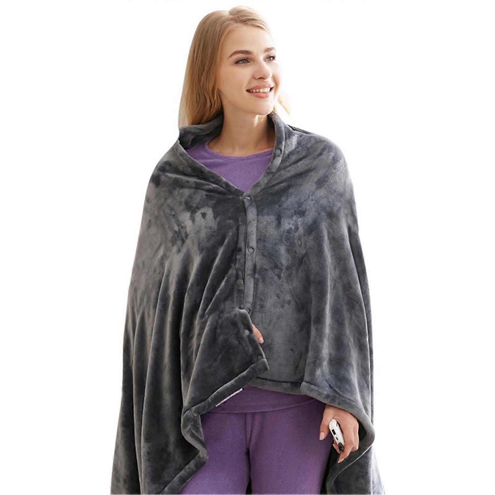 USB Electric Heated Warm Shawl Portable Washable Heating Fleece Blanket Unisex Plush