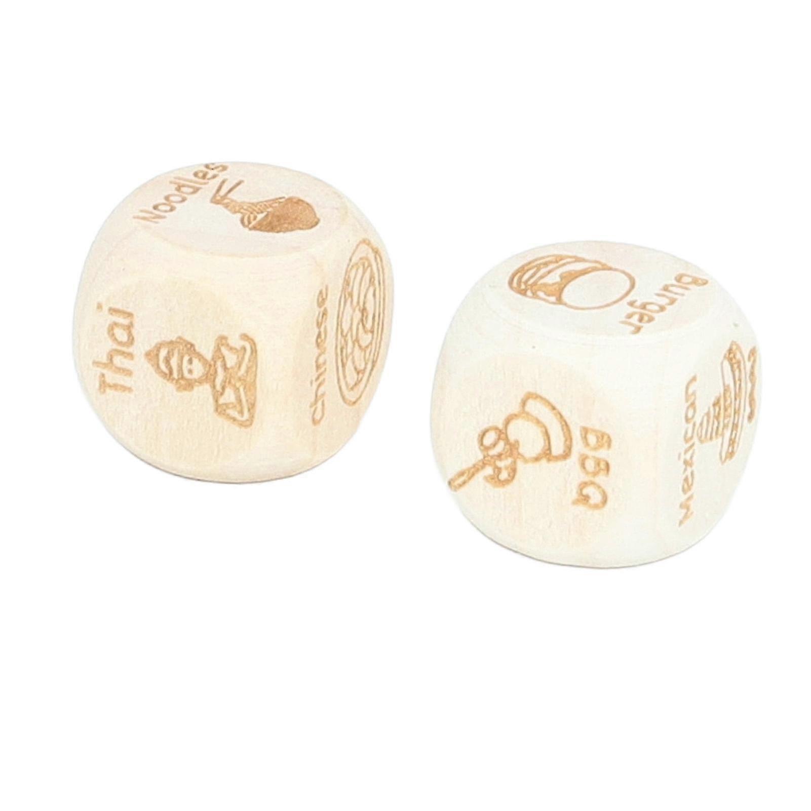 2buc Food Decision Dice Pine Wood Opțiuni versatile Funny Date Night Food Decision Dice pentru aniversare Crăciun