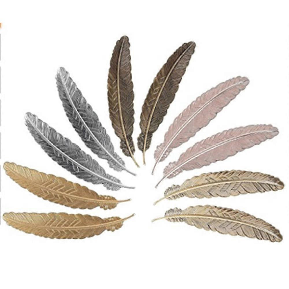 Metal Feather Bookmarks - Elegant and Thin Feather Shaped Bookmarks (10 Pcs)