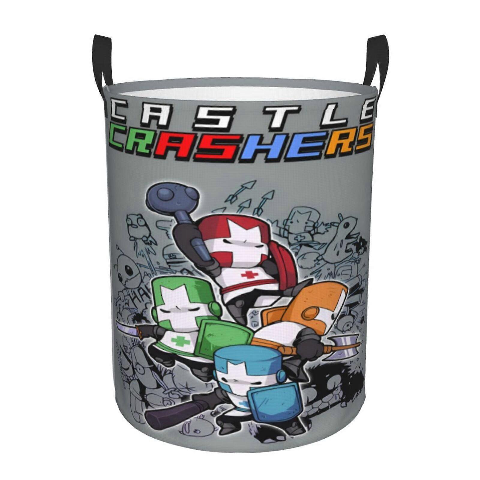 Castle Crashers 3d Graphic Flame Laundry Basket Fire Flame Clothes Hamper Storage With Handle-SYS28650