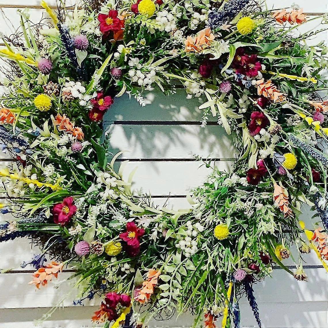 Spring And Summer Wreath On The Door