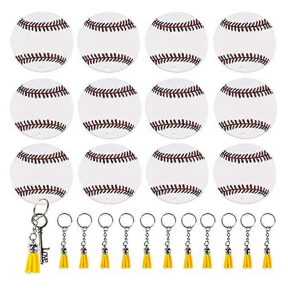 Compatible With48pcs Softball Acrylic Keychain Blanks Kit,12 Softball Keychain ,a