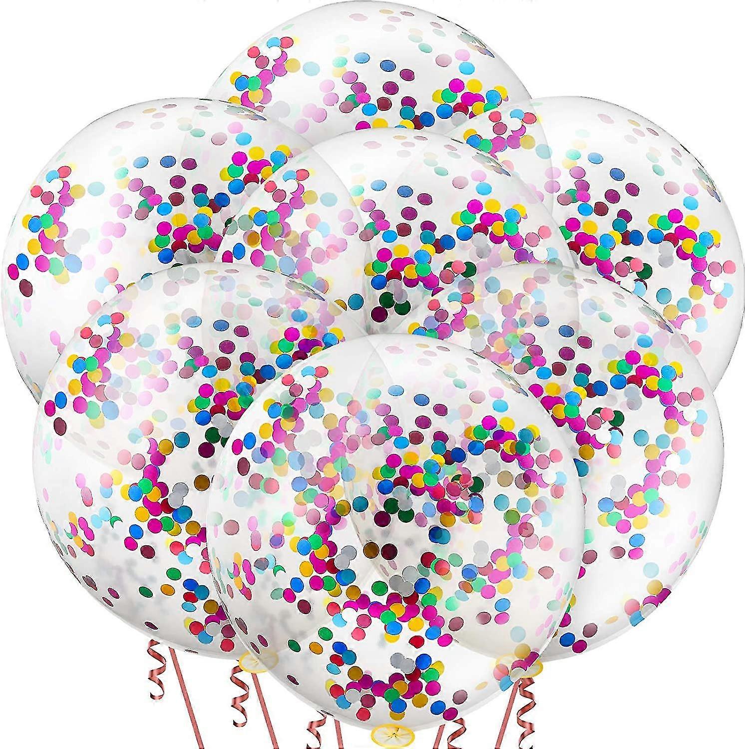 10 Pieces 36 Inch Jumbo Confetti Balloons Round Latex Balloons Multicolor Sequin