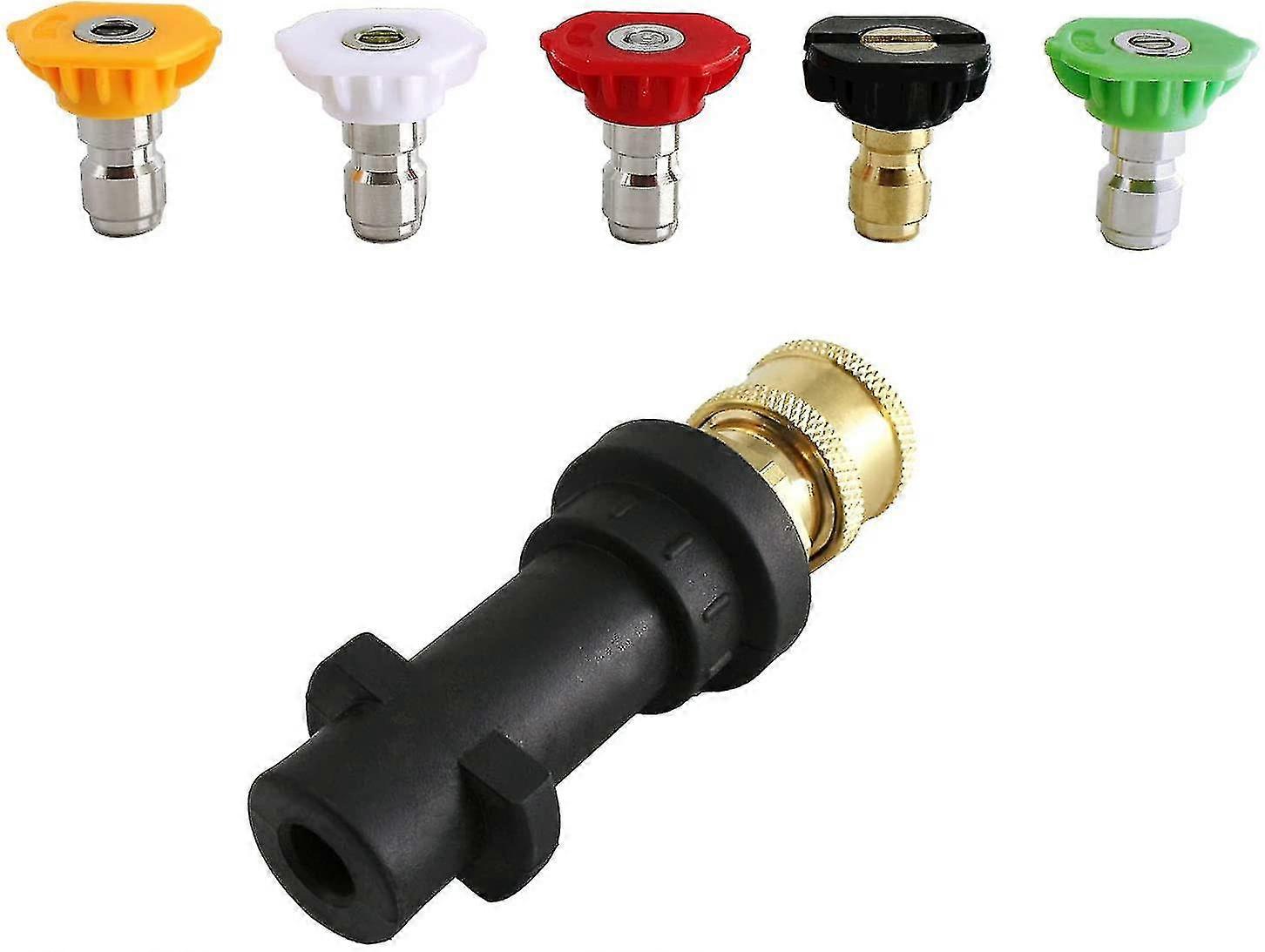 Pressure Washer Adapter, To 6.35mm Quick Connect For Karcher K2-k7, With 5 Pressure Washer Nozzle Tips, Multiple Degree, 2.5 Gpm