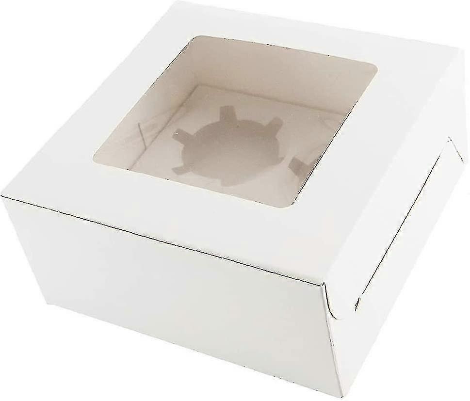 12 Pcs Cake Boxes 4 Holes White Cupcake Boxes Cakes Card With Window